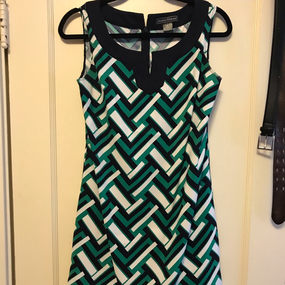 Navy, green, and white dress - size 6